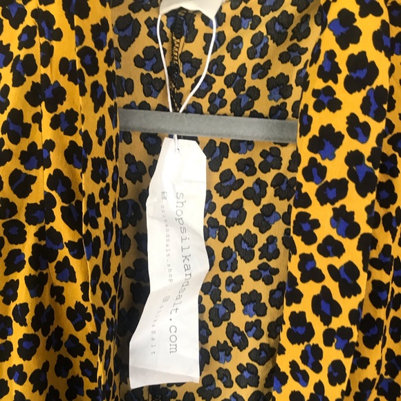 Silk and Salt Yellow Leopard print jacket. NWT size M - Picture 5 of 6